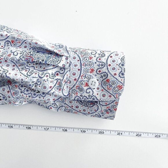 Panhandle Mens Floral Paisley Tuf Cooper Performance Button up Shirt Blue Large - Picture 6 of 8